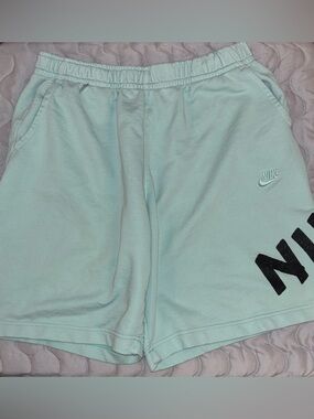 Nike Men's Mint Green Athletic Shorts with Subtle Logo